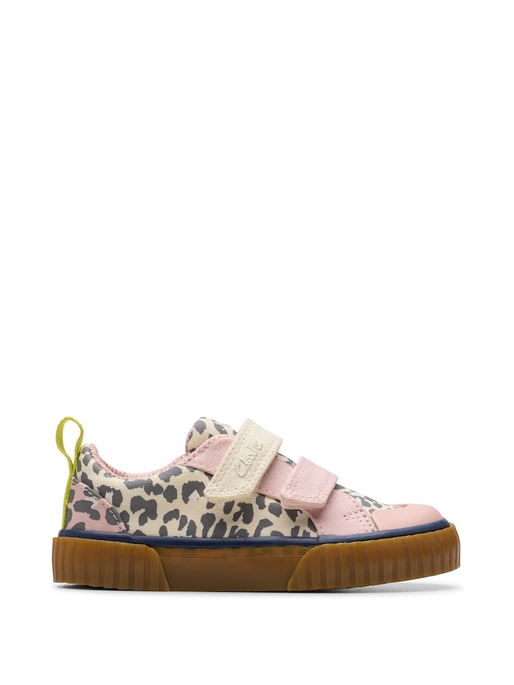 Clarks Leopard Vibe Standard Fit (F) Clarks Toddler Wide Fit Foxing Canvas Shoes - Image 1 of 6