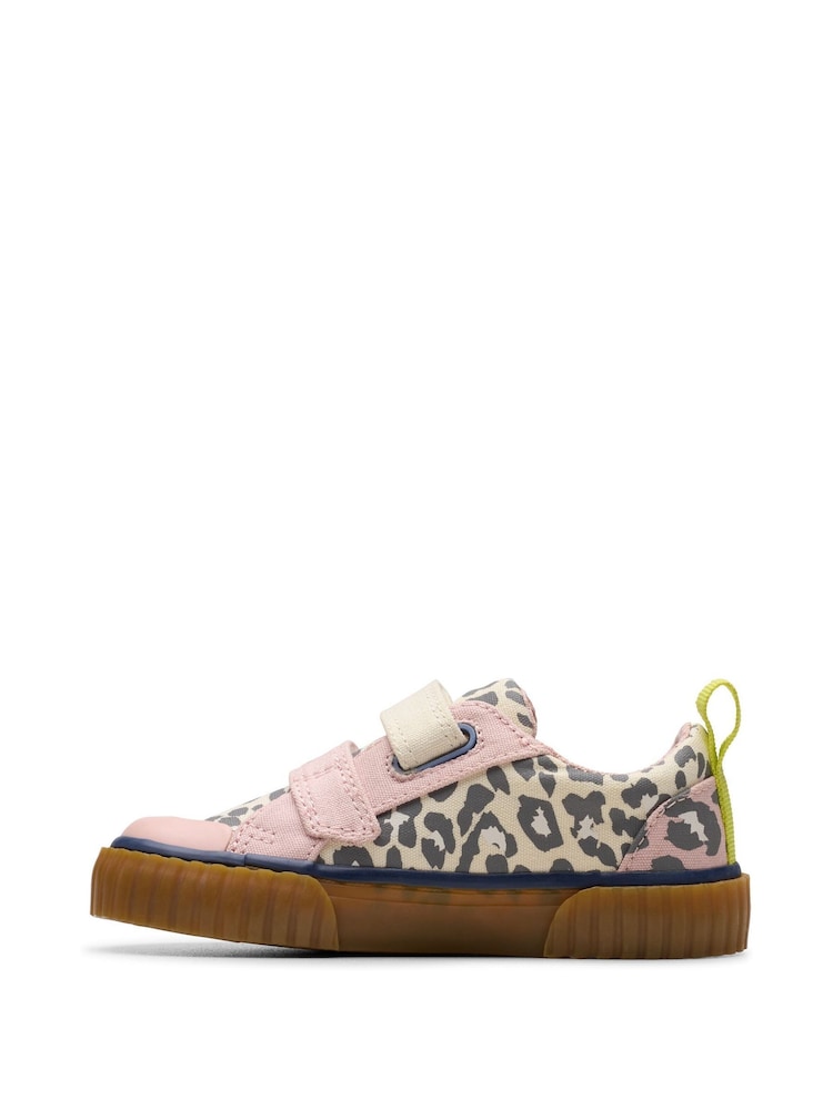 Clarks Leopard Vibe Standard Fit (F) Clarks Toddler Wide Fit Foxing Canvas Shoes - Image 2 of 6