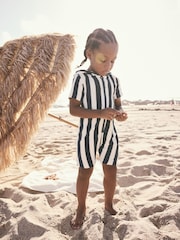 Navy Towelling Zip Through 100% Cotton All-In-One (3mths-7yrs) - Image 1 of 7