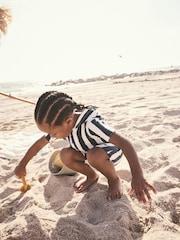 Navy Towelling Zip Through 100% Cotton All-In-One (3mths-7yrs) - Image 2 of 7