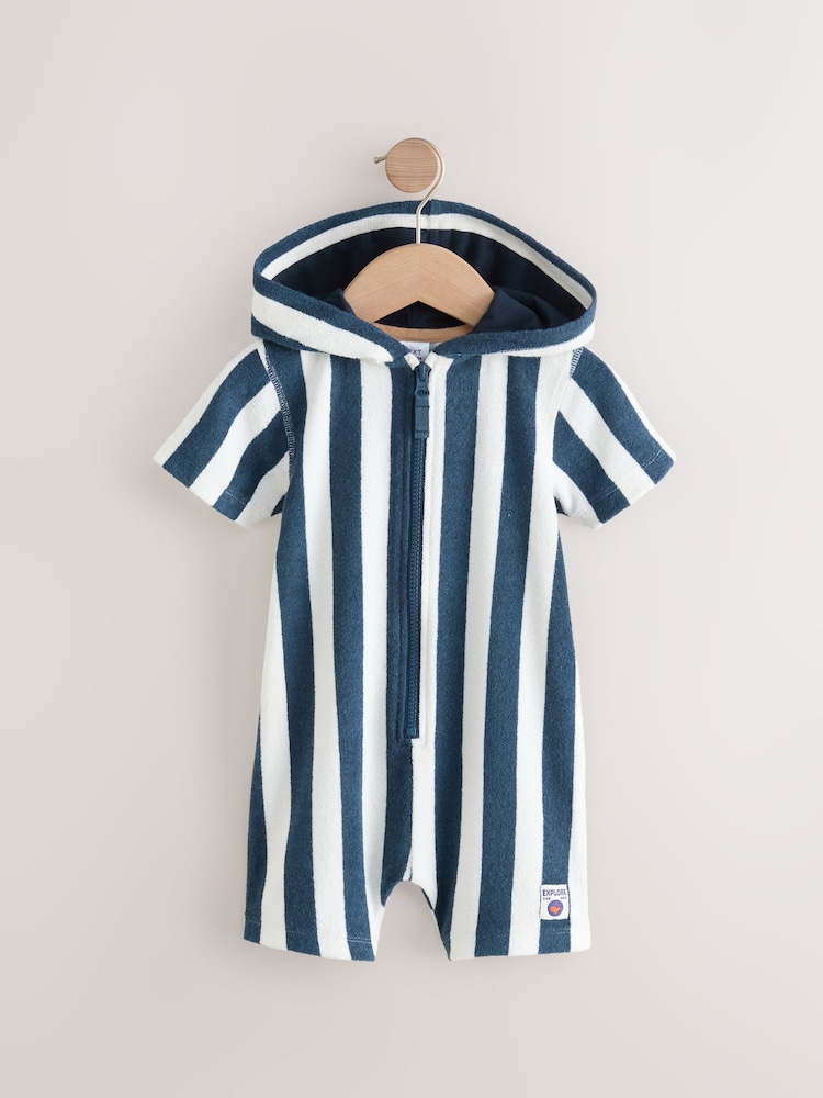 Bleumarin - Towelling Zip Through 100% Cotton All-In-One (3mths-7yrs) - Image 4 of 7