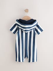 Navy Towelling Zip Through 100% Cotton All-In-One (3mths-7yrs) - Image 5 of 7