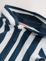 Navy Towelling Zip Through 100% Cotton All-In-One (3mths-7yrs) - Image 7 of 7