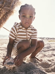 Neutral Towelling Zip Through 100% Cotton All-In-One (3mths-7yrs) - Image 2 of 7