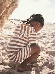 Neutral Towelling Zip Through 100% Cotton All-In-One (3mths-7yrs) - Image 3 of 7