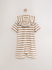 Neutral Towelling Zip Through 100% Cotton All-In-One (3mths-7yrs) - Image 5 of 7