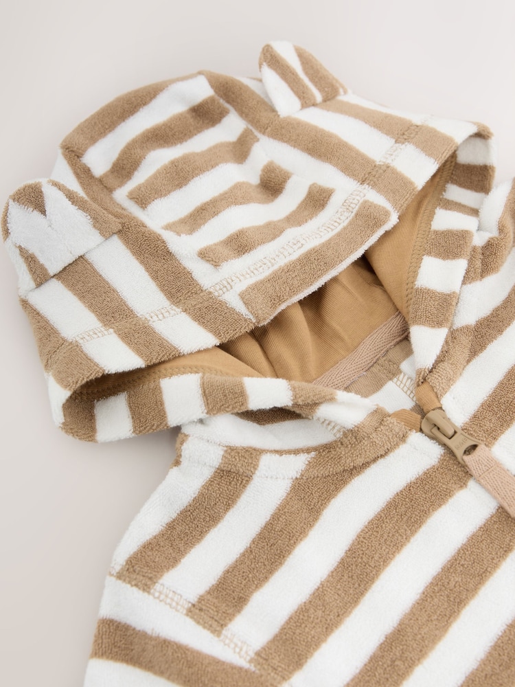 Neutral Towelling Zip Through 100% Cotton All-In-One (3mths-7yrs) - Image 7 of 7