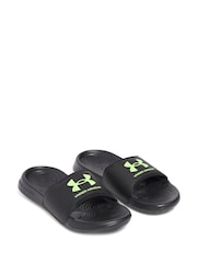 Under Armour Black/Green Ignite Select Slider Sandals - Image 3 of 5