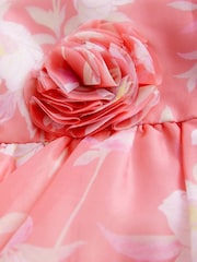 Laura Ashley Bright Pink Winter Rose Floral Organza Pintuck Prom Dress - Image 16 of 16