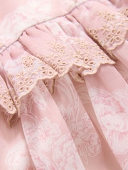 Laura Ashley Pink Summer Rose Floral Broderie Organza Prom Dress - Image 7 of 8