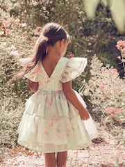 فستان أورجانزا بحواف مُزيّنة بطبعة زهور مستوحاة من حديقة ورد من Laura Ashley - صورة 2 من 19