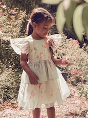 فستان أورجانزا بحواف مُزيّنة بطبعة زهور مستوحاة من حديقة ورد من Laura Ashley - صورة 3 من 19