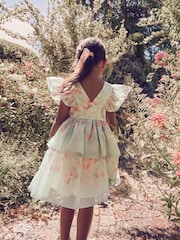 فستان أورجانزا بحواف مُزيّنة بطبعة زهور مستوحاة من حديقة ورد من Laura Ashley - صورة 4 من 19
