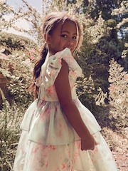 فستان أورجانزا بحواف مُزيّنة بطبعة زهور مستوحاة من حديقة ورد من Laura Ashley - صورة 8 من 19