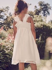 Laura Ashley Ecru White Flower Organza Dress - Image 2 of 9