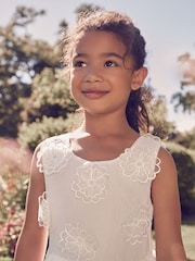 Laura Ashley Ecru White Flower Organza Dress - Image 5 of 9