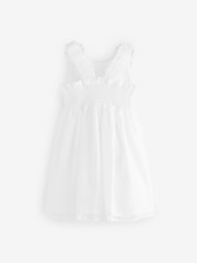 Laura Ashley Ecru White Flower Organza Dress - Image 7 of 9