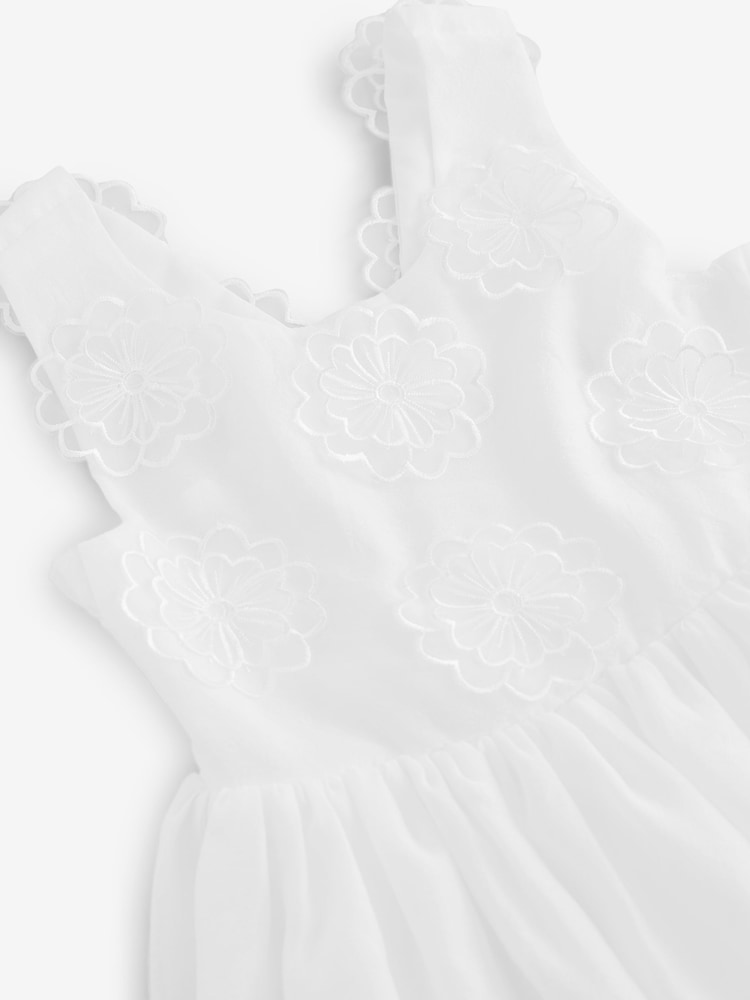 Laura Ashley Ecru White Flower Organza Dress - Image 9 of 9