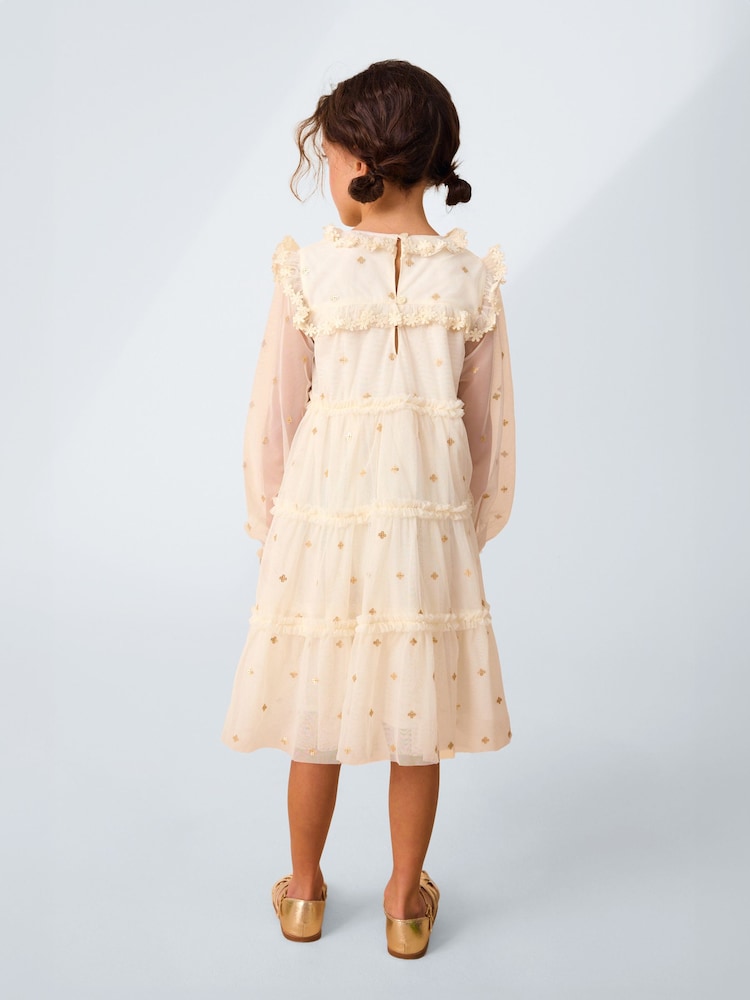 Laura Ashley Ecru Sequin Mesh Midi Dress - Image 2 of 8