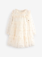 Laura Ashley Ecru Sequin Mesh Midi Dress - Image 5 of 8