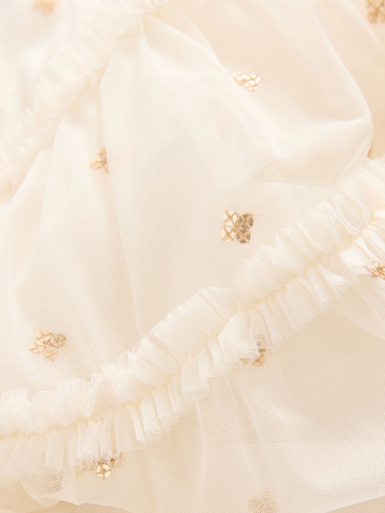 Laura Ashley Ecru Sequin Mesh Midi Dress - Image 8 of 8