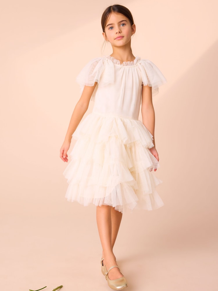 Marfil - Laura Ashley Vintage Tiered Mesh Dress - Imagen 1 de 5