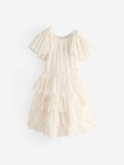Laura Ashley Ivory Vintage Tiered Mesh Dress - Image 6 of 9