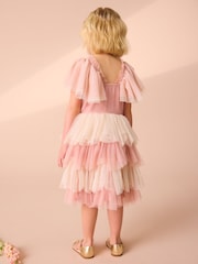 Laura Ashley Pink/Cream Vintage Tiered Mesh Dress - Image 2 of 8