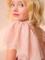 Laura Ashley Pink/Cream Vintage Tiered Mesh Dress - Image 5 of 8