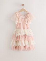 Laura Ashley Pink/Cream Vintage Tiered Mesh Dress - Image 7 of 8