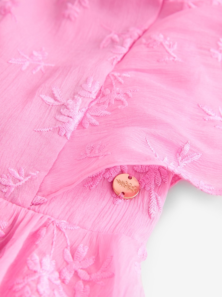 Laura Ashley Pink Embroidered Flower Dress - Image 11 of 13