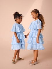 Laura Ashley Blue Embroidered Flower Dress - Image 3 of 10
