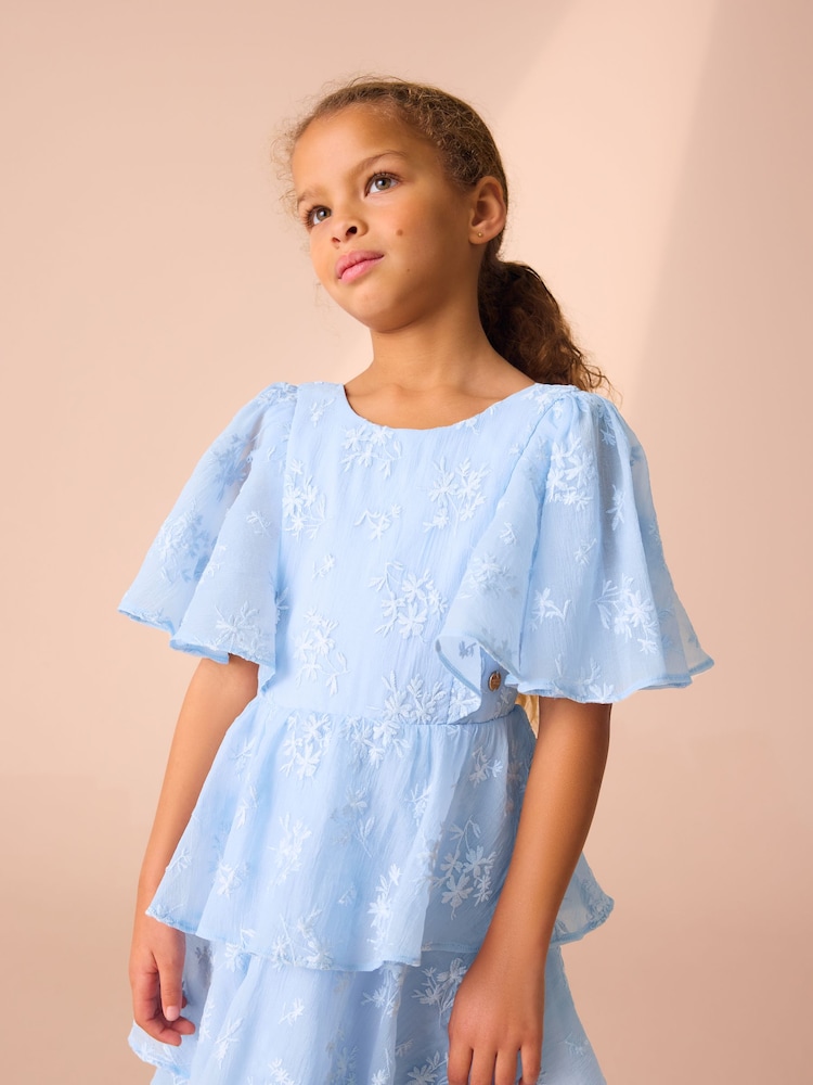 Bleu - Laura Ashley - Robe à fleurs brodées - Image 5 of 10