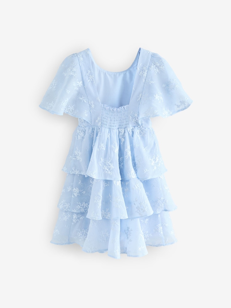 Bleu - Laura Ashley - Robe à fleurs brodées - Image 7 of 10