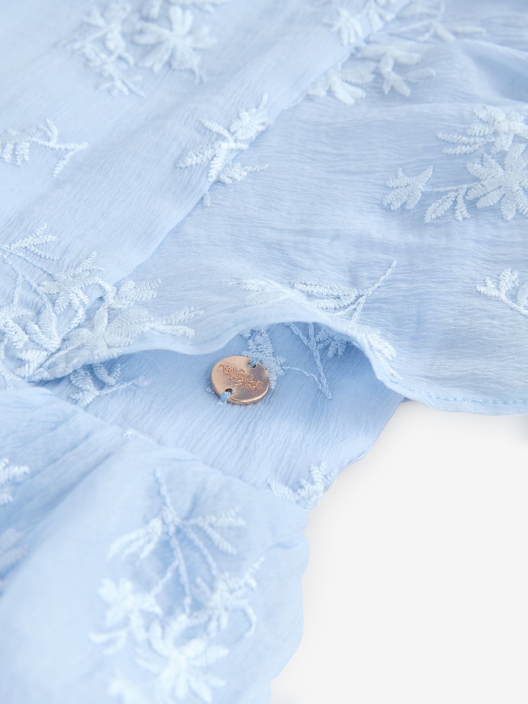 Bleu - Laura Ashley - Robe à fleurs brodées - Image 9 of 10