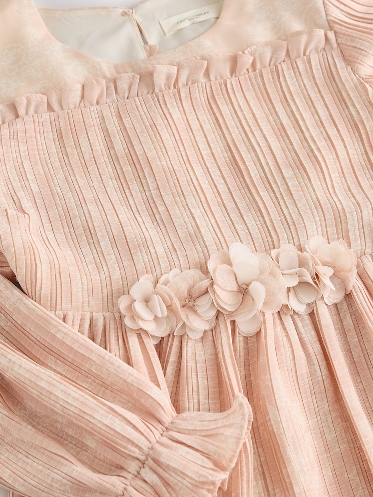Laura Ashley Pink Arlo Pleated Floral Corsage Prom Dress - Image 8 of 8