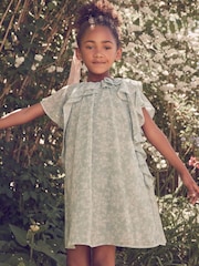 Laura Ashley Sage Green Arlo Ruffle A Line Dress - Image 10 of 12