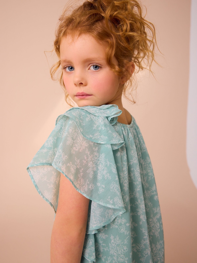 Laura Ashley Sage Green Arlo Ruffle A Line Dress - Image 5 of 12