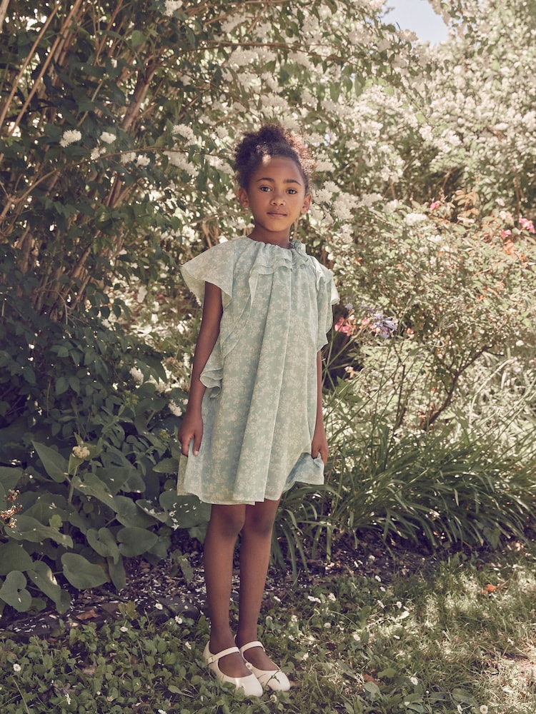 Laura Ashley Sage Green Arlo Ruffle A Line Dress - Image 7 of 12