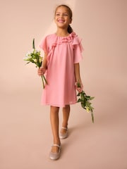 Laura Ashley Pink Ruffle A Line Dress - Image 1 of 7