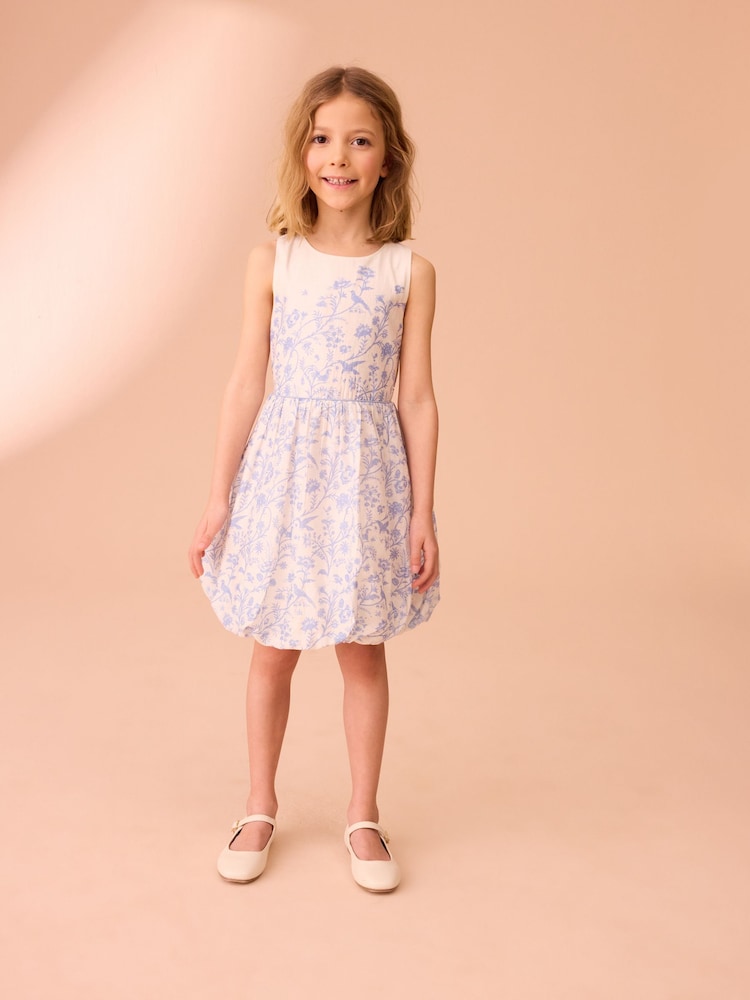 Laura Ashley Cobalt/White Floral Bubble Hem Dress - Image 1 of 5