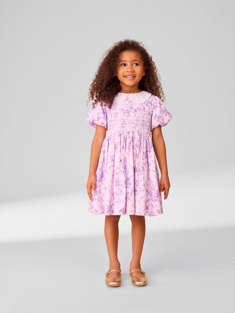 Laura Ashley Lilac Walled Garden Floral Print Cotton Prom Dress - Image 1 of 11