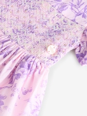 Laura Ashley Lilac Walled Garden Floral Print Cotton Prom Dress - Image 11 of 11