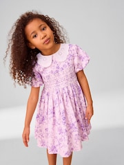 Laura Ashley Lilac Walled Garden Floral Print Cotton Prom Dress - Image 4 of 11