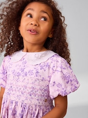 Laura Ashley Lilac Walled Garden Floral Print Cotton Prom Dress - Image 6 of 11