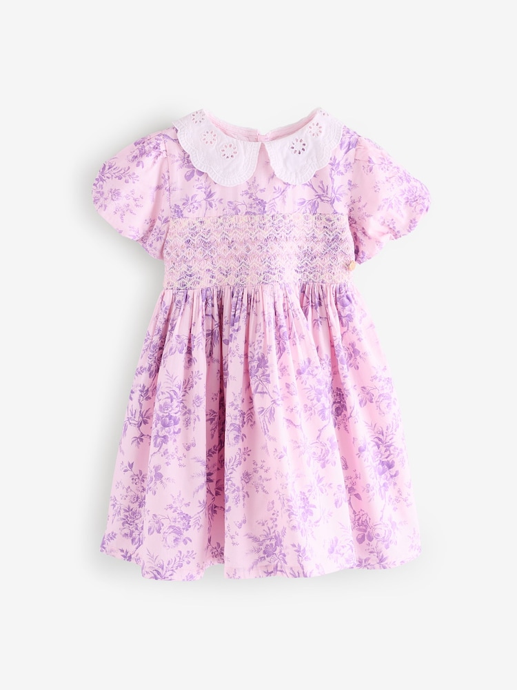 Laura Ashley Lilac Walled Garden Floral Print Cotton Prom Dress - Image 7 of 11