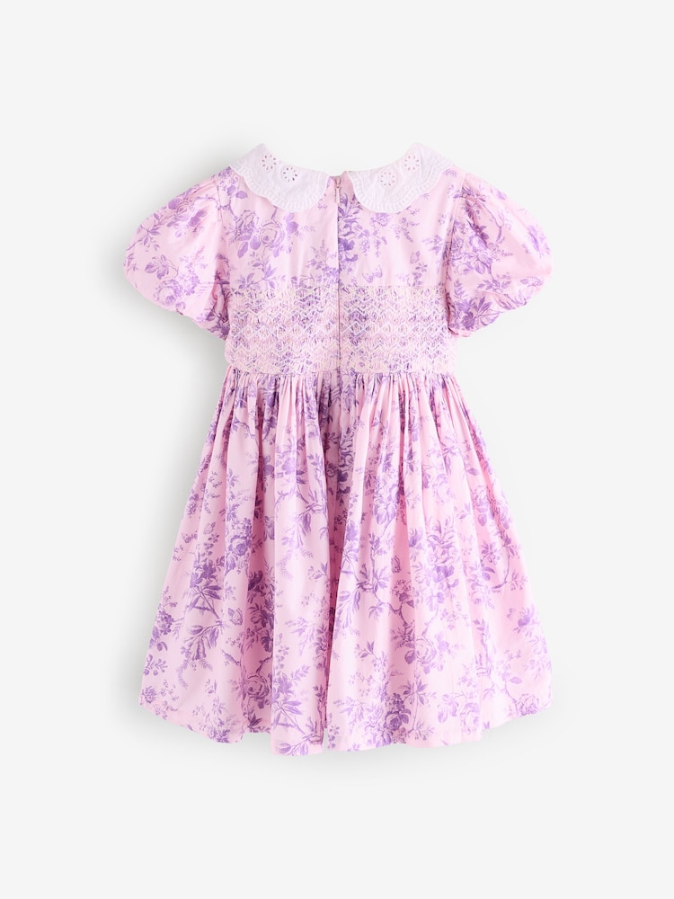 Laura Ashley Lilac Walled Garden Floral Print Cotton Prom Dress - Image 8 of 11