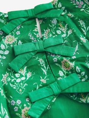 Laura Ashley Green Foscot Damask Floral Cotton Prom Dress - Image 8 of 8