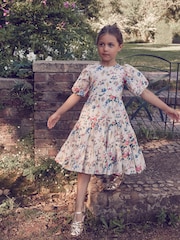 Laura Ashley Cream Vintage Foscot Damask Floral Cotton Prom Dress - Image 1 of 18