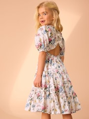 Laura Ashley Cream Vintage Foscot Damask Floral Cotton Prom Dress - Image 10 of 18